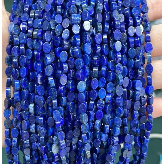 No_116_Natural Lapis Lazuli Flat Oval Bead_6*4mm _(Sold Per Strand)