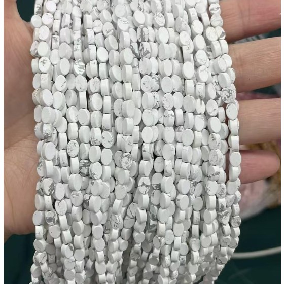 No_117_Natural White Turquoise Flat Oval Bead_6*4mm _(Sold Per Strand)