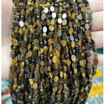 No_122_Natural Yellow Tiger Eye Stone Flat Egg Shaped Bead_6*4mm _(Sold Per Strand)