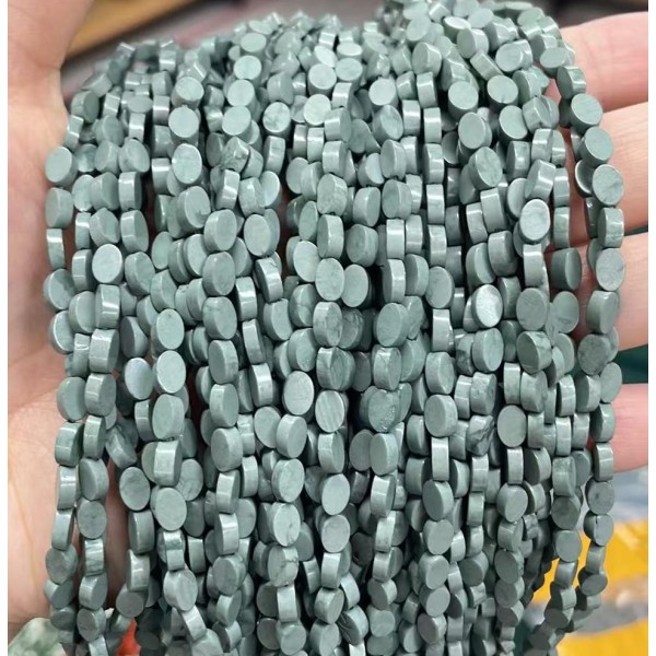 No_125_Synthetic Blue Gray Stone Flat Egg Shaped Bead_6*4mm _(Sold Per Strand)