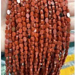 No_126_Natural Red Jasper Flat Egg Shaped Bead_6*4mm _(Sold Per Strand)