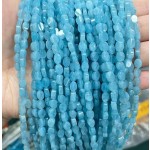 No_137_Enhanced Aquamarine Color Chalcedony Flat Oval Bead_6*4mm _(Sold Per Strand)