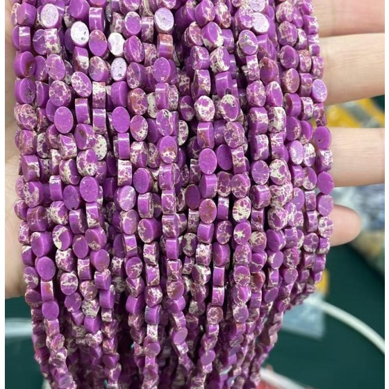 No_149_Synthetic Purple Imperial Jasper Flat Oval Bead_6*4mm _(Sold Per Strand)