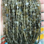 No_153_Natural Labradorite Flat Oval Bead_6*4mm _(Sold Per Strand)