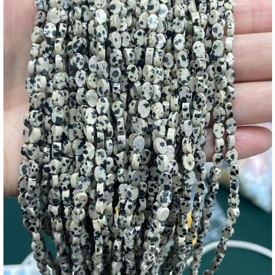 No_154_Natural Dalmation Jasper Flat Oval Bead_6*4mm _(Sold Per Strand)