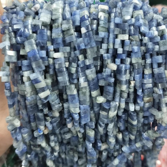 No_158_Natural Sodalite Double Hole Square Bead_5*2mm_(Sold Per Strand)