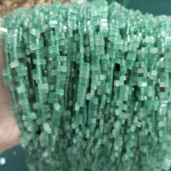 No_166_Natural Green Aventurine Double Hole Square Bead_5*2mm_(Sold Per Strand)