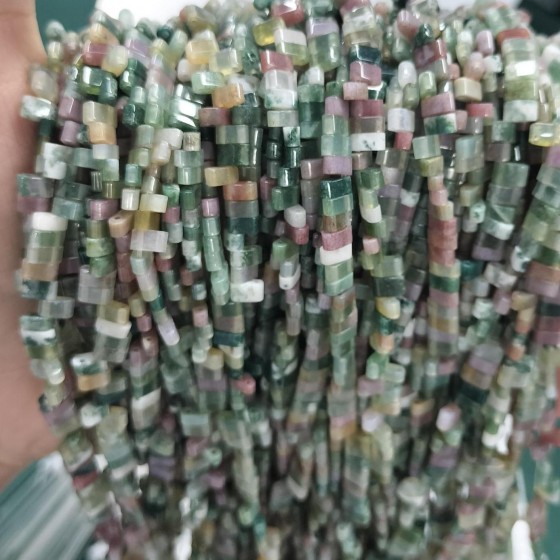 No_169_Natural Indian Agate Double Hole Square Bead_5*2mm_(Sold Per Strand)