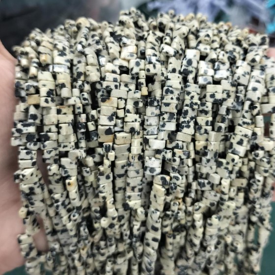No_170_Natural Dalmation Jasper Double Hole Square Bead_5*2mm_(Sold Per Strand)