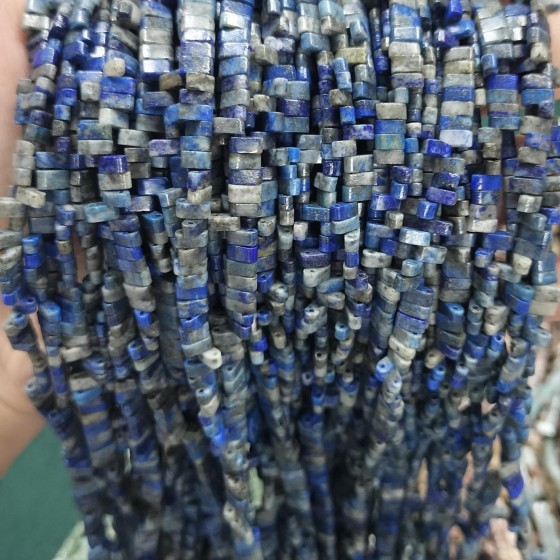 No_171_Natural Lapis Lazuli Double Hole Square Bead_5*2mm_(Sold Per Strand)