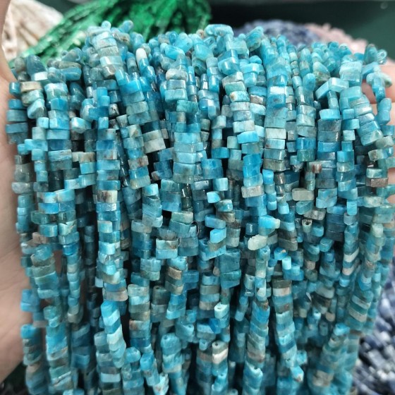 No_173_Natural Apatite Double Hole Square Bead_5*2mm_(Sold Per Strand)