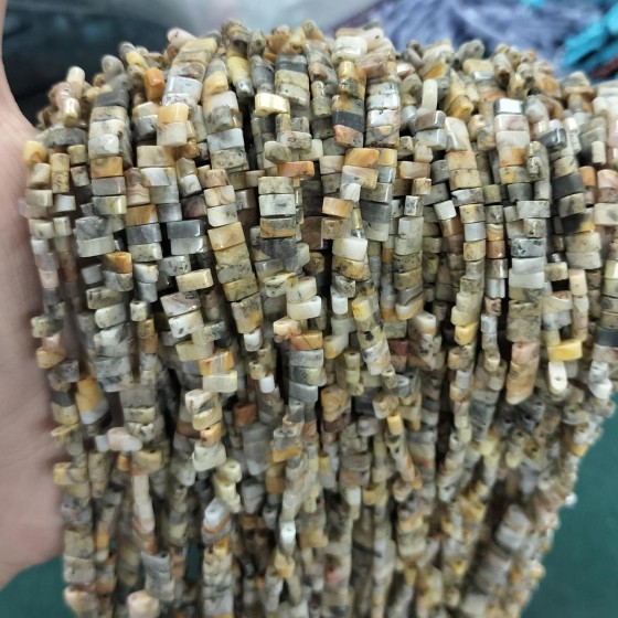 No_174_Natural Crazy Lace Agate Double Hole Square Bead_5*2mm_(Sold Per Strand)