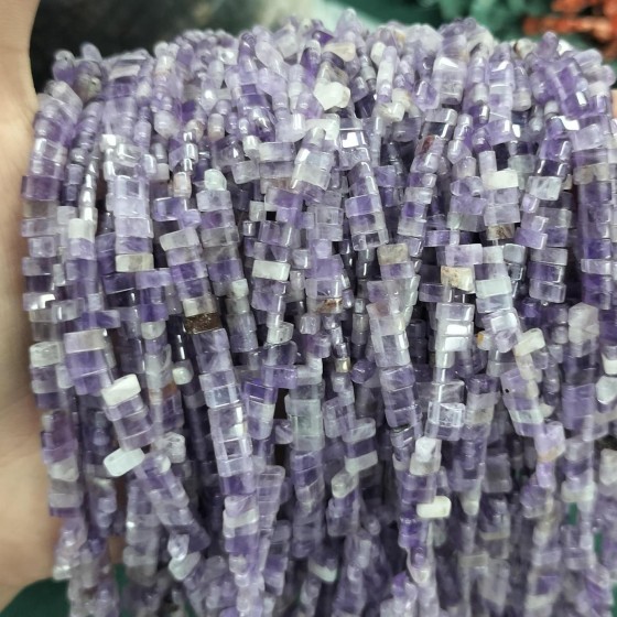No_177_Natural Amethyst Double Hole Square Bead_5*2mm_(Sold Per Strand)