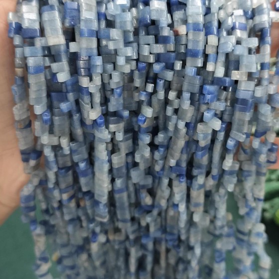 No_178_Natural Blue Aventurine Double Hole Square Bead_5*2mm_(Sold Per Strand)