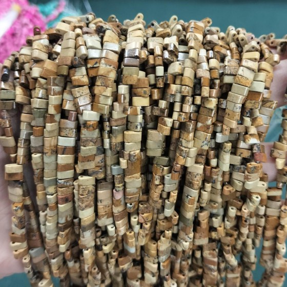 No_179_Natural Picture Jasper Double Hole Square Bead_5*2mm_(Sold Per Strand)