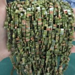 No_180_Natural Unakite Double Hole Square Bead_5*2mm_(Sold Per Strand)