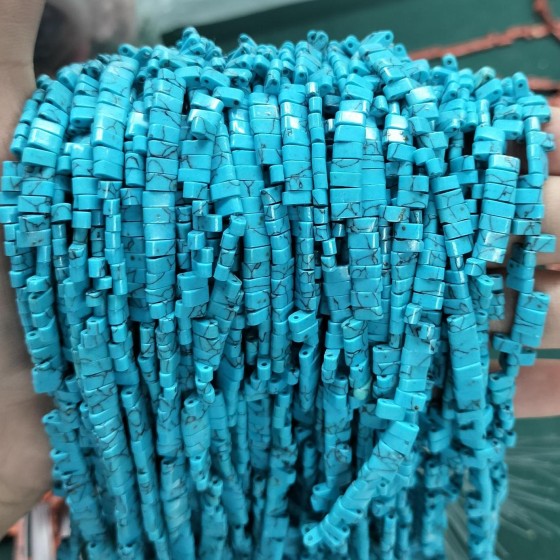 No_181_Synthetic Blue Turquoise Double Hole Square Bead_5*2mm_(Sold Per Strand)