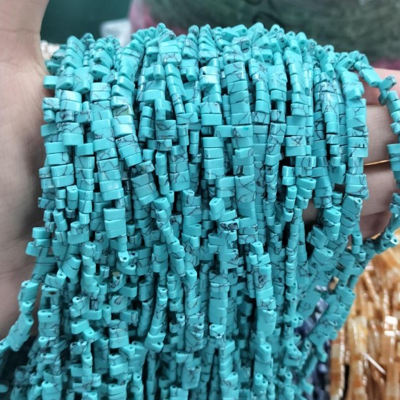 No_182_Synthetic Light Turquoise Double Hole Square Bead_5*2mm_(Sold Per Strand)