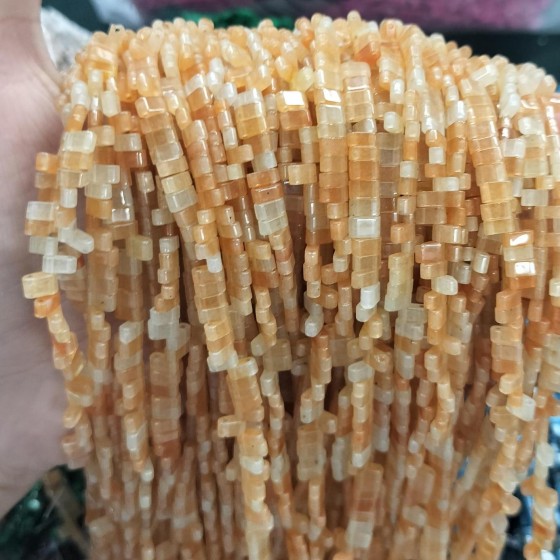 No_187_Natural Red Aventurine Double Hole Square Bead_5*2mm_(Sold Per Strand)