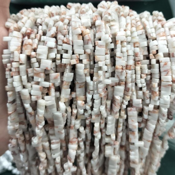 No_190_Natural Red Network Jasper Double Hole Square Bead_5*2mm_(Sold Per Strand)