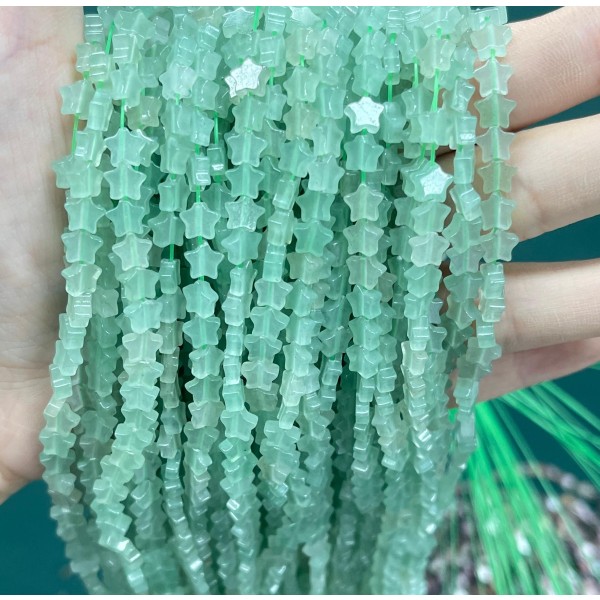 No_1101_Natural Green Aventurine Five Pointed Star_6mm_(Sold Per Strand)