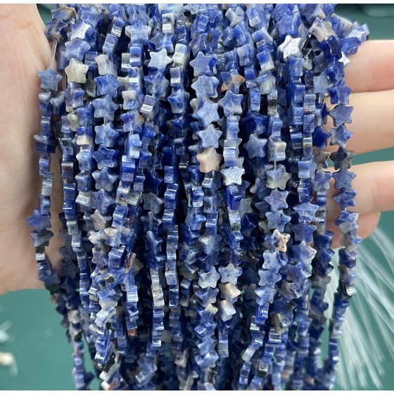 No_1108_Natural Sodalite Five Pointed Star_6mm_(Sold Per Strand)
