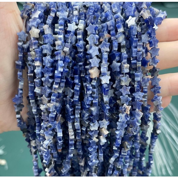 No_1108_Natural Sodalite Five Pointed Star_6mm_(Sold Per Strand)