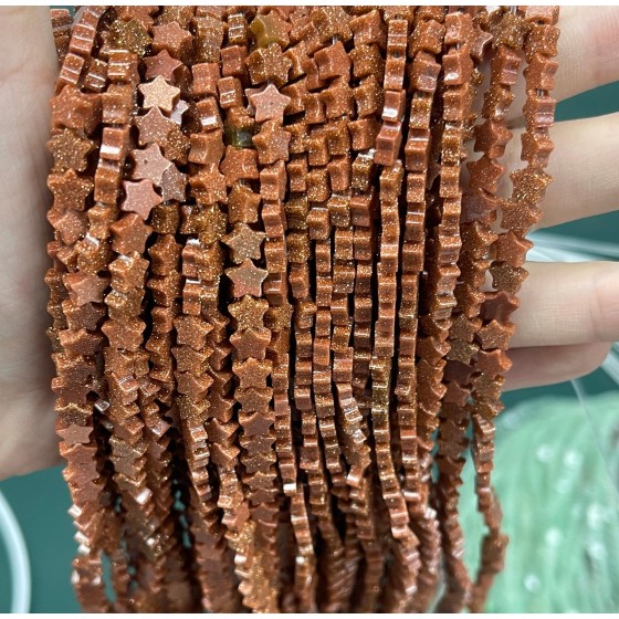 No_1116_Synthetic Gold Sand Stone Five Pointed Star_6mm_(Sold Per Strand)