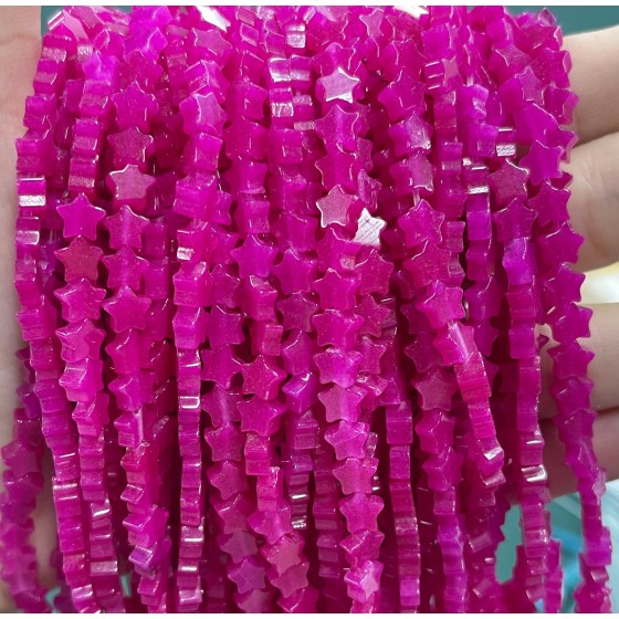 No_1117_Enhanced Rose Red Chalcedony Five Pointed Star_6mm_(Sold Per Strand)