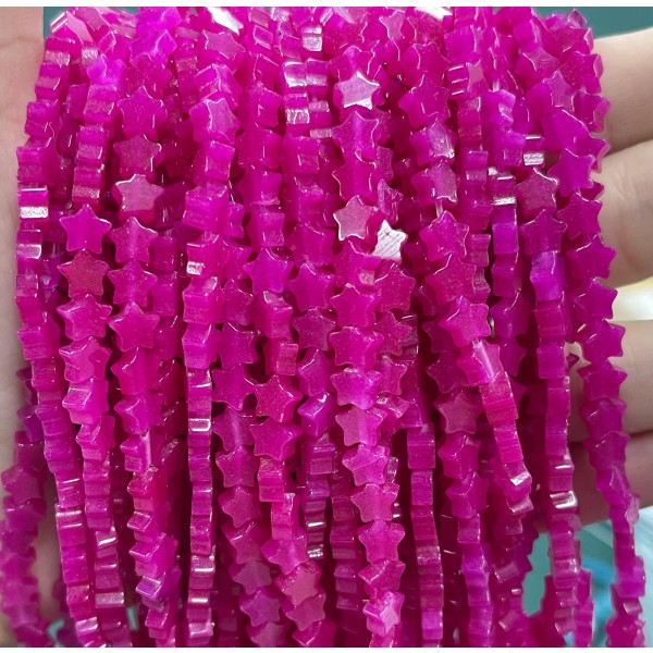 No_1117_Enhanced Rose Red Chalcedony Five Pointed Star_6mm_(Sold Per Strand)