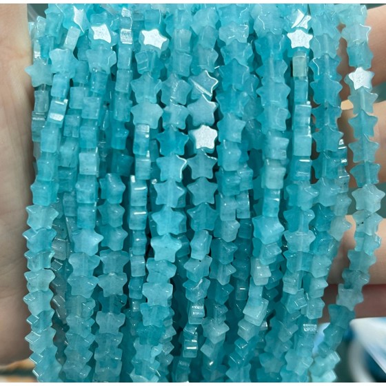No_1118_Enhanced Amazonite Color Chalcedony Five Pointed Star_6mm_(Sold Per Strand)