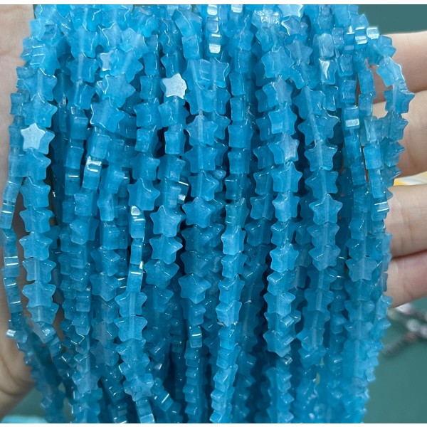 No_1119_Enhanced Blue Chalcedony Five Pointed Star_6mm_(Sold Per Strand)
