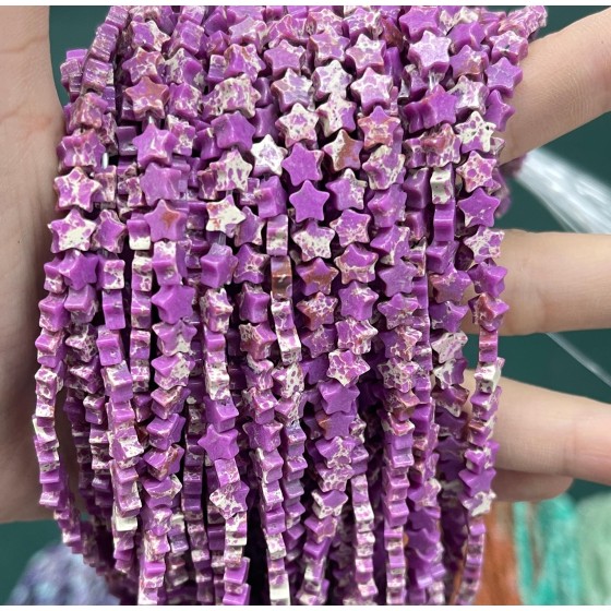 No_1129_Synthetic Purple Imperial Jasper Five Pointed Star_6mm_(Sold Per Strand)