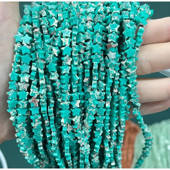 No_1132_Synthetic Green Imperial Jasper Five Pointed Star_6mm_(Sold Per Strand)