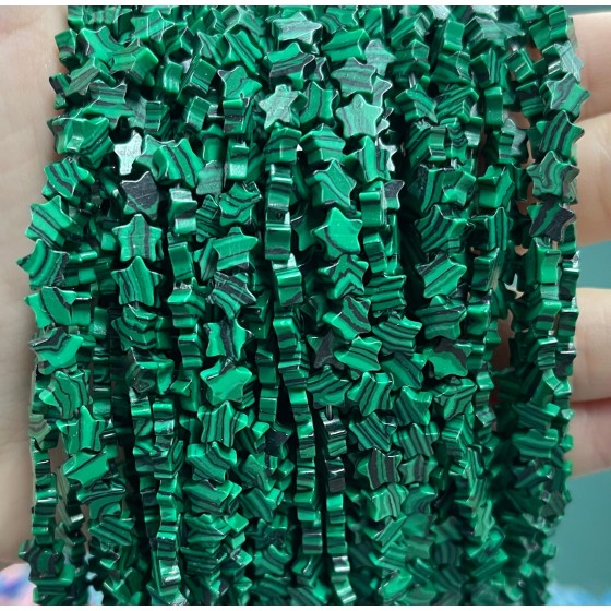 No_1136_Synthetic Malachite Five Pointed Star_6mm_(Sold Per Strand)