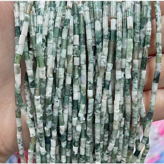 No_1144_Natural Tree Agate Round Tube_2*4mm_(Sold Per Strand)