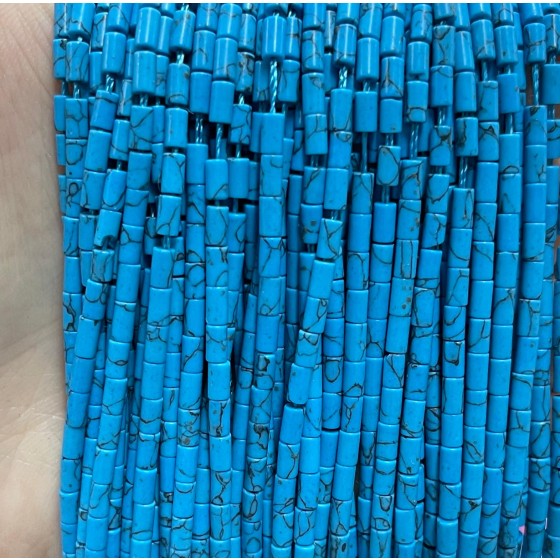 No_1148_Synthetic Blue Turquoise Round Tube_2*4mm_(Sold Per Strand)