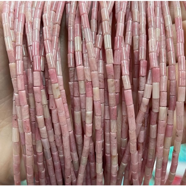 No_1152_Natural Rhodonite Round Tube_2*4mm_(Sold Per Strand)