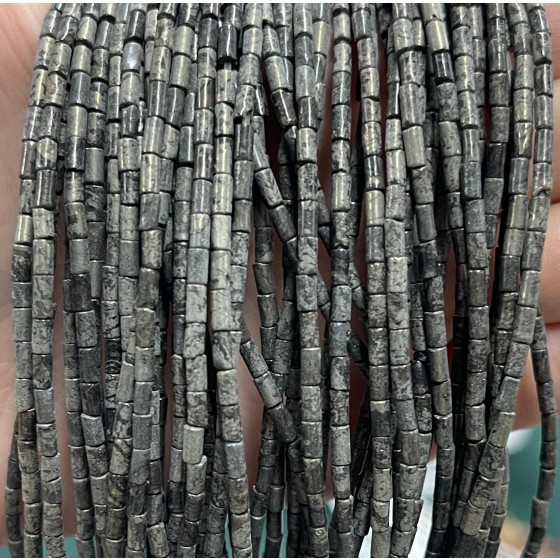 No_1154_Natural Snowflake Stone Round Tube_2*4mm_(Sold Per Strand)