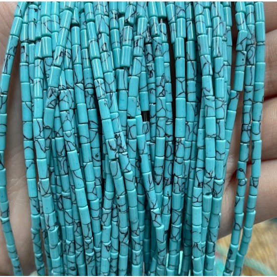 No_1155_Synthetic Light Turquoise Round Tube_2*4mm_(Sold Per Strand)