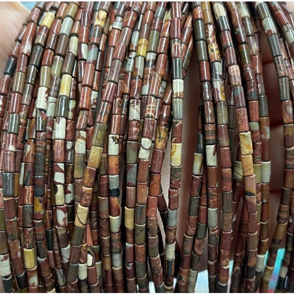 No_1156_Natural Red Jasper Round Tube_2*4mm_(Sold Per Strand)