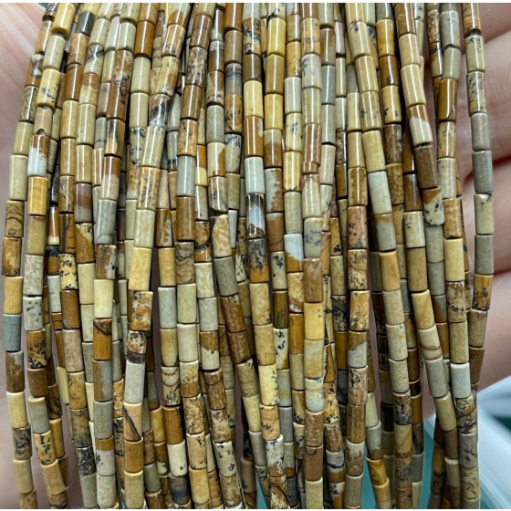 No_1161_Natural Picture Jasper Round Tube_2*4mm_(Sold Per Strand)