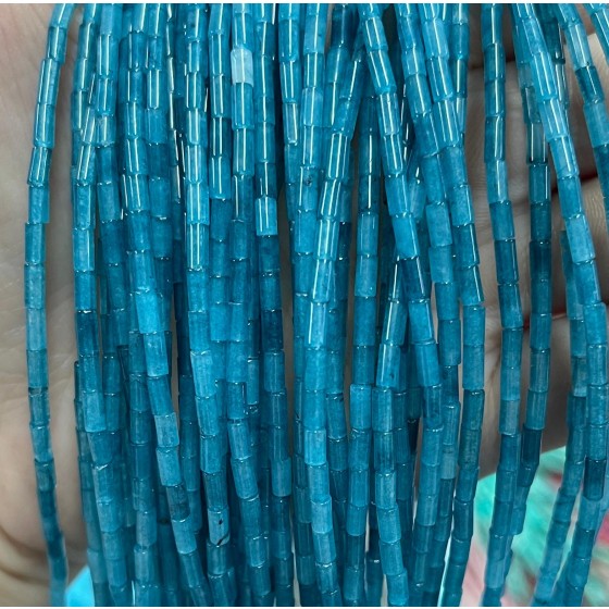 No_1167_Enhanced Ink Blue Chalcedony Round Tube_2*4mm_(Sold Per Strand)
