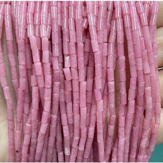 No_1169_Enhanced Dark Pink Imperial Jasper Round Tube_2*4mm_(Sold Per Strand)