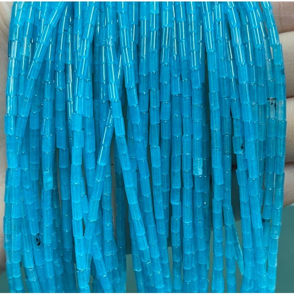 No_1170_Enhanced Blue Chalcedony Round Tube_2*4mm_(Sold Per Strand)