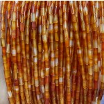 No_1171_Natural Red Agate Round Tube_2*4mm_(Sold Per Strand)
