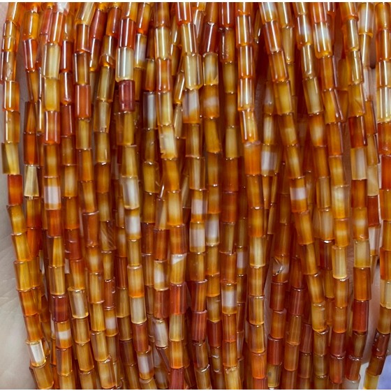 No_1171_Natural Red Agate Round Tube_2*4mm_(Sold Per Strand)