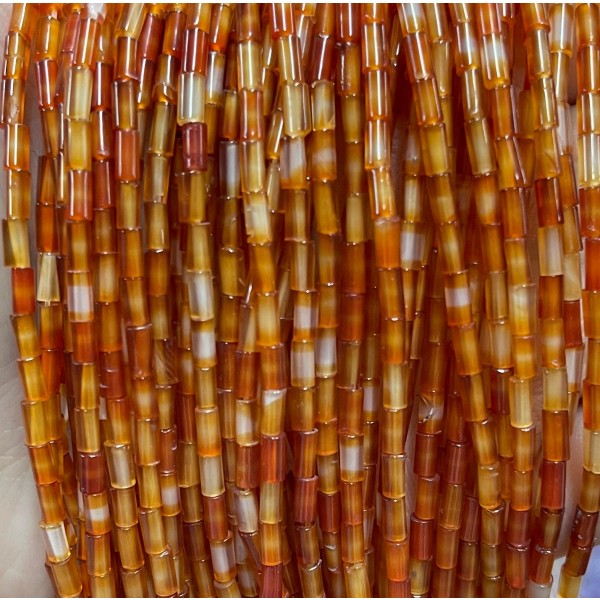 No_1171_Natural Red Agate Round Tube_2*4mm_(Sold Per Strand)