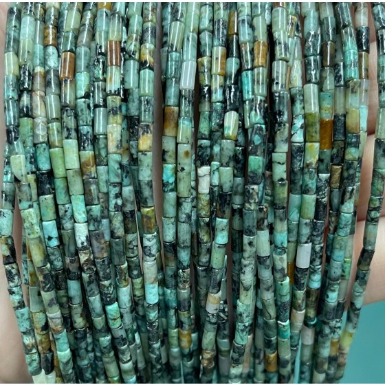 No_1186_Natural African Turquoise Round Tube_2*4mm_(Sold Per Strand)