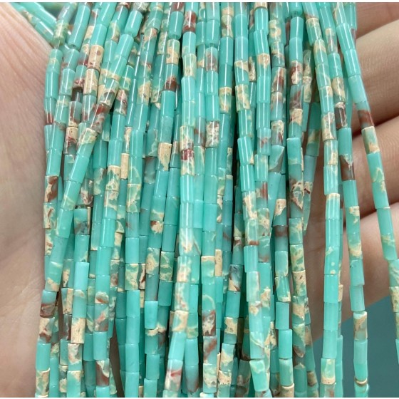 No_1192_Synthetic Green Serpentine Stone Round Tube_2*4mm_(Sold Per Strand)